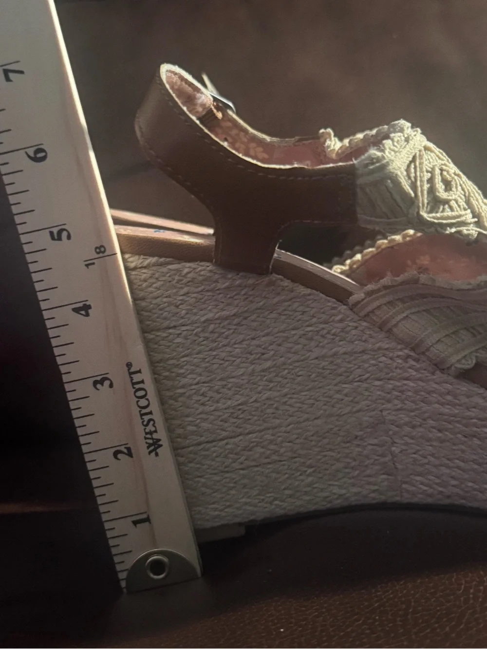 Lucky Brand Size 9.5/41 Cream Macramé Espadrille Wedge Sandals Boho